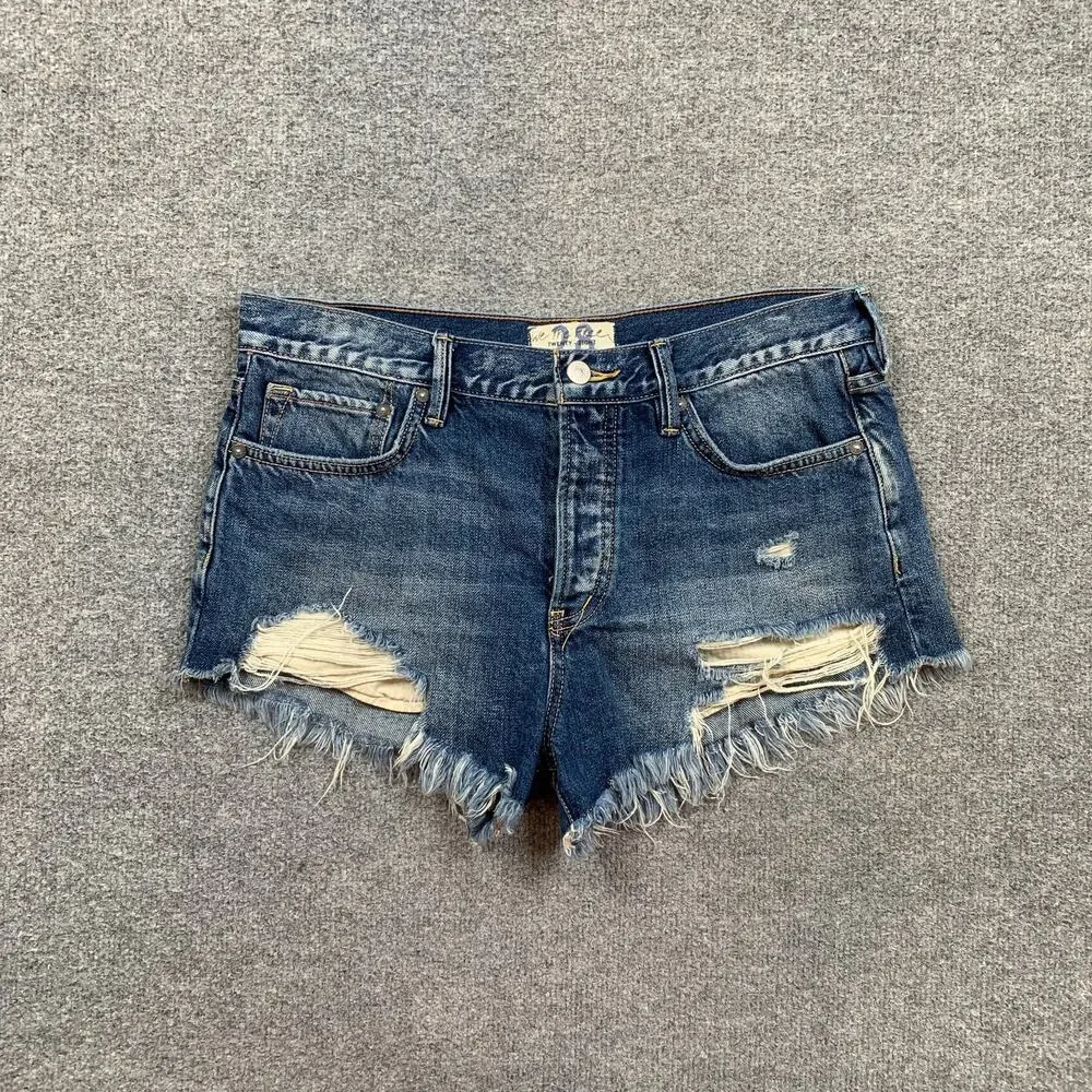 We The Free People Shorts Womens 28 Denim Loving Good Vibrations Micro Mini